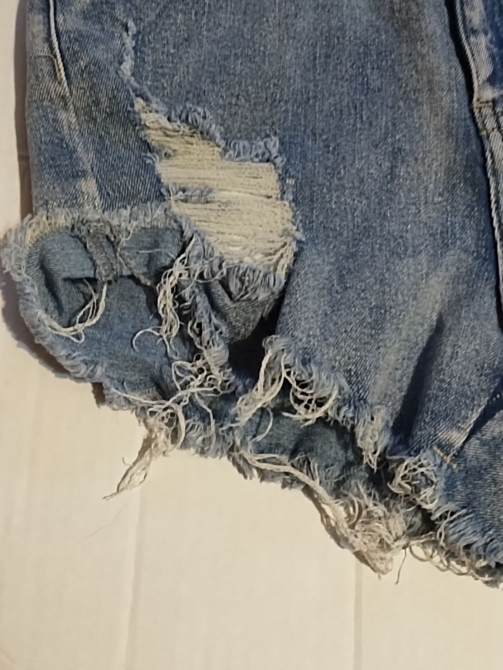 Blue Distressed Denim Women's Shorts (S) - Picture 5 of 16
